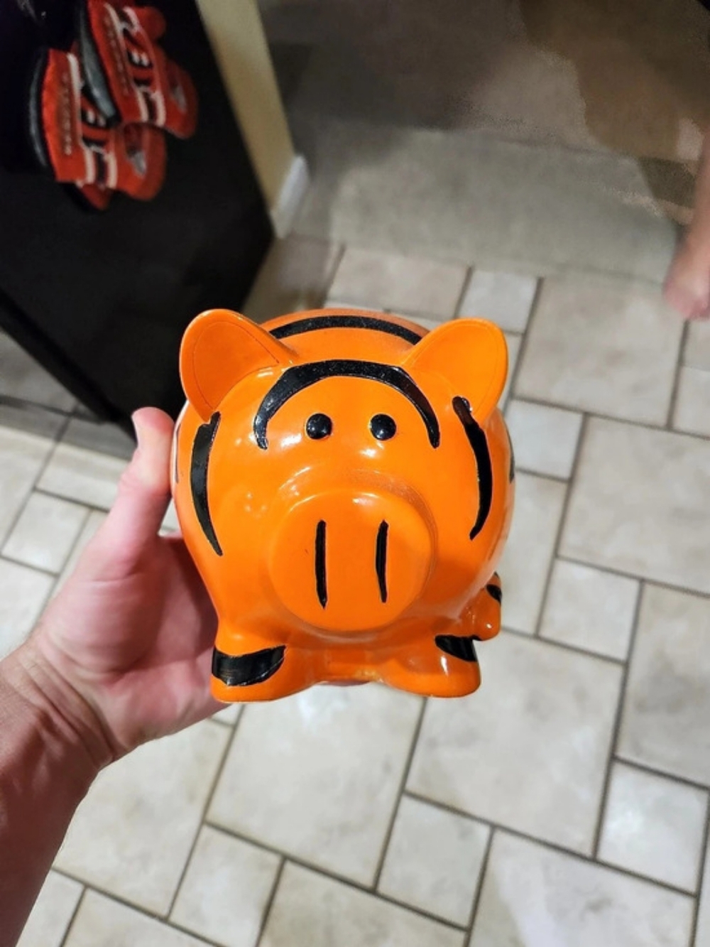 NFL Bengals Striped Piggy Bank in Orange & Black